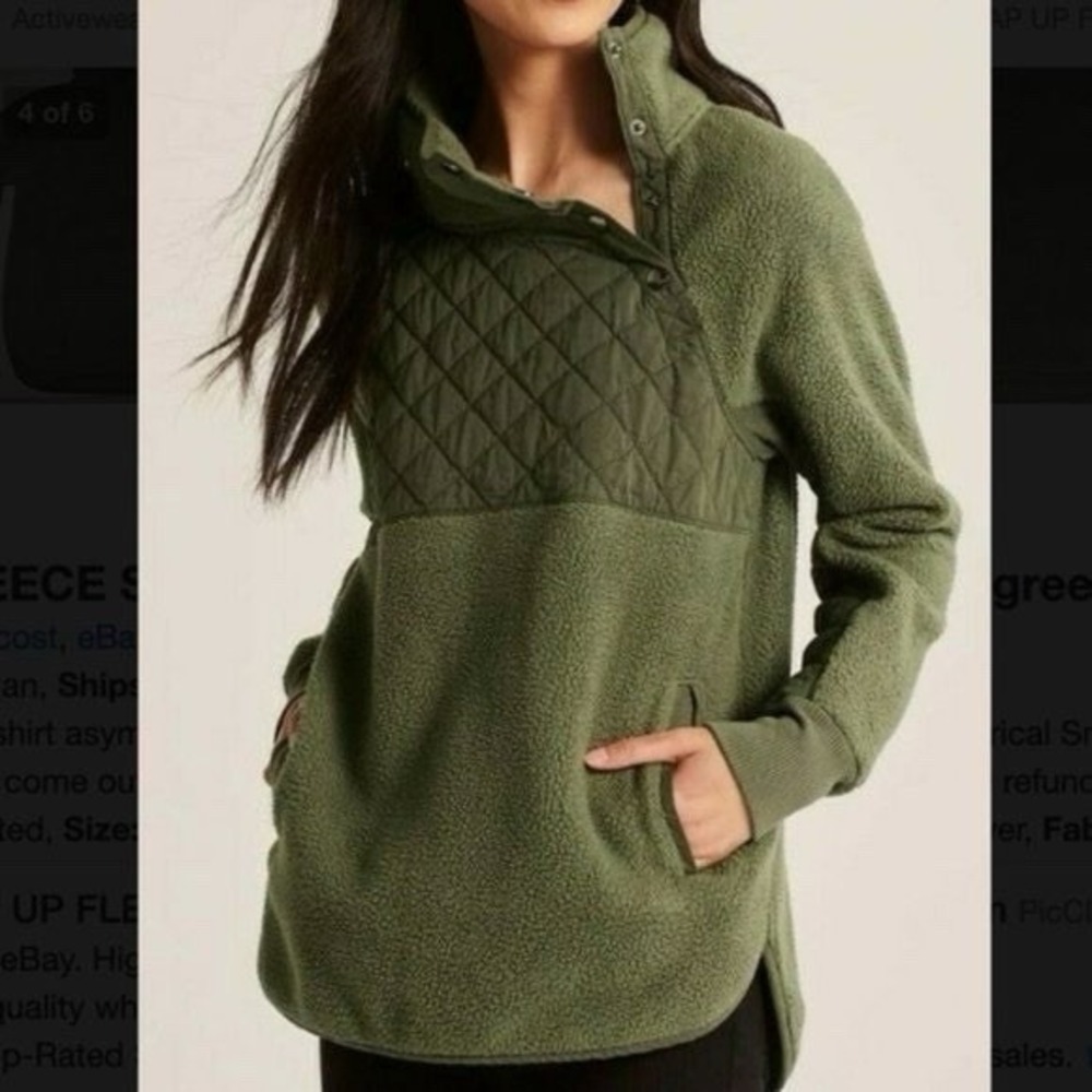 Abercrombie and Fitch Asymmetrical Snap-up Pullover Fleece Size XL